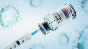 Russian COVID-19 Coronavirus Vaccine and Syringe Concept Image.